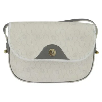 Pre-owned Dior Christian  Vintage Honeycomb Flap Crossbody Bag Canvas And Leather White Canvas Shoulder Bag Bag