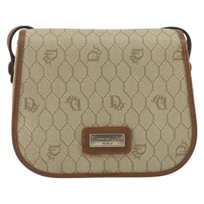 Pre-owned Dior Christian  Vintage Honeycomb Flap Crossbody Bag Coated Canvas Beige Canvas Shoulder Bag Bag (pre In Sand