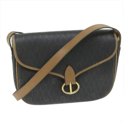 Pre-owned Dior Christian  Vintage Honeycomb Flap Crossbody Bag Coated Canvas Black Canvas Bag ()
