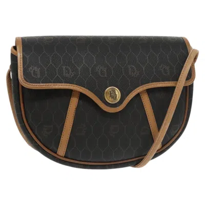 Pre-owned Dior Christian  Vintage Honeycomb Flap Crossbody Bag Coated Canvas Black Canvas Bag ()