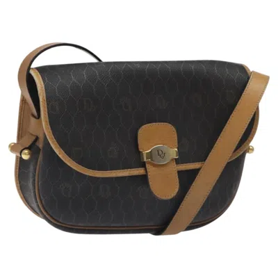 Pre-owned Dior Christian  Vintage Honeycomb Flap Crossbody Bag Coated Canvas Black Canvas Bag ()