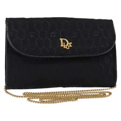 Pre-owned Dior Christian  Vintage Honeycomb Flap Crossbody Bag Coated Canvas Black Canvas Clutche & Pouche Bag