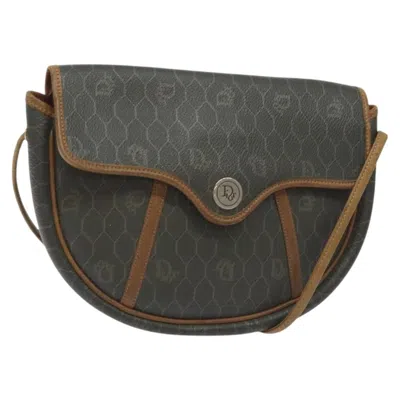 Pre-owned Dior Christian  Vintage Honeycomb Flap Crossbody Bag Coated Canvas Gray Canvas Bag ()