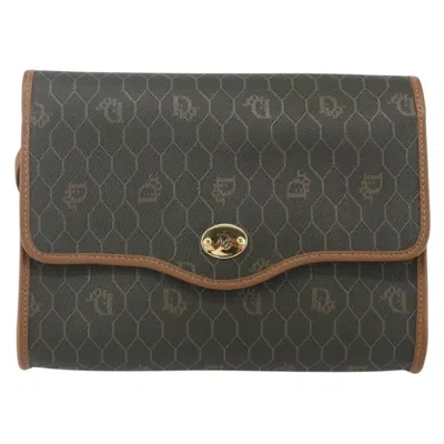 Pre-owned Dior Christian  Vintage Honeycomb Flap Crossbody Bag Coated Canvas Khaki Canvas Shoulder Bag Bag (pre In Brown