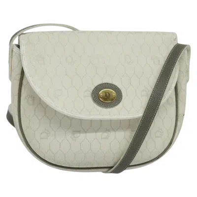 Pre-owned Dior Christian  Vintage Honeycomb Flap Crossbody Bag Coated Canvas White Canvas Bag ()