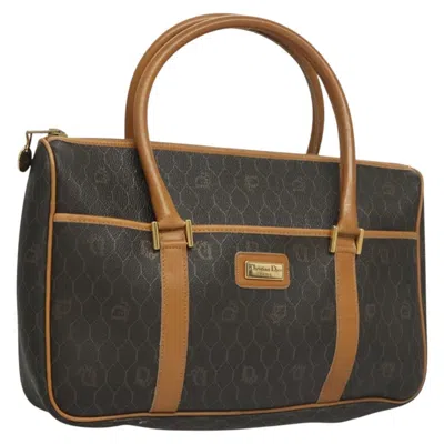 Pre-owned Dior Christian  Vintage Honeycomb Handbag Canvas Leather Black Canvas Bag ()