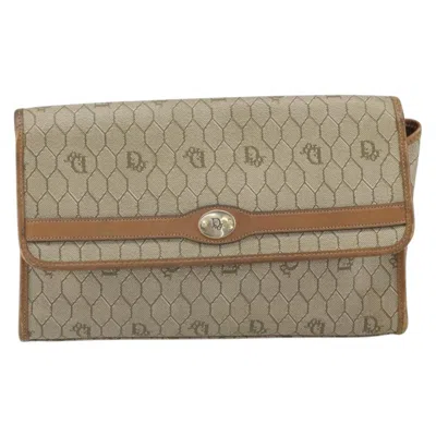 Pre-owned Dior Christian  Vintage Honeycomb Shoulder Bag Canvas And Leather Beige Canvas Shoulder Bag Bag (pre- In Sand