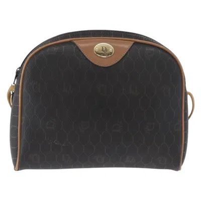 Pre-owned Dior Christian  Vintage Honeycomb Shoulder Bag Canvas And Leather Black Canvas Shoulder Bag Bag (pre-