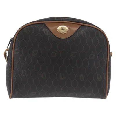 Pre-owned Dior Christian  Vintage Honeycomb Shoulder Bag Canvas And Leather Black Canvas Shoulder Bag Bag (pre-