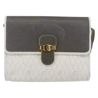 Pre-owned Dior Christian  Vintage Honeycomb Shoulder Bag Canvas And Leather White Canvas Shoulder Bag Bag (pre-