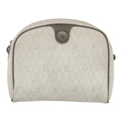 Pre-owned Dior Christian  Vintage Honeycomb Shoulder Bag Canvas And Leather White Canvas Shoulder Bag Bag (pre-
