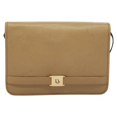Pre-owned Dior Christian  Vintage Honeycomb Shoulder Bag Leather Beige Leather Shoulder Bag Bag () In Sand