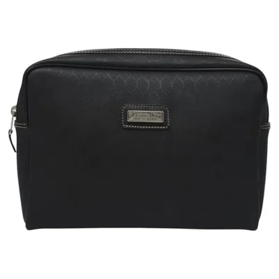 Pre-owned Dior Christian  Vintage Honeycomb Zip Coated Canvas Black Canvas Clutche & Pouche Bag ()