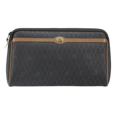 Pre-owned Dior Christian  Vintage Honeycomb Zip Pouch Canvas And Leather Black Canvas Clutche & Pouche Bag (pre