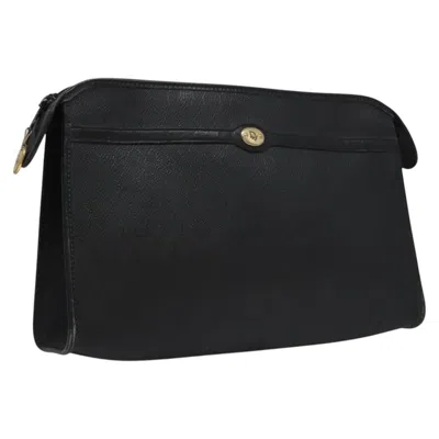 Pre-owned Dior Christian  Vintage Honeycomb Zip Pouch Coated Canvas Black Canvas Clutche & Pouche Bag (pre-owne