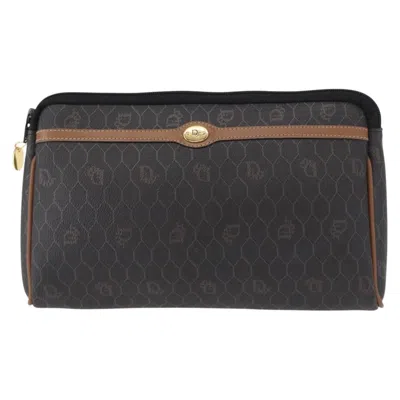 Pre-owned Dior Christian  Vintage Honeycomb Zip Pouch Coated Canvas Black Pvc Clutche & Pouche Bag ()
