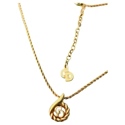 Pre-owned Dior Christian  Vintage Iconic Asymmetric Cd Spiral Openwork Water Drop Necklace In Multiple