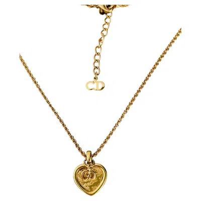 Pre-owned Dior Christian  Vintage Iconic Double Cd Ripple Heart Love Drop Pendant Necklace In Multiple