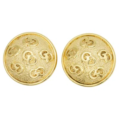 Pre-owned Dior Christian  Vintage Iconic Gold Unisex Logo Round Circle Domed Clip Earrings In Multiple