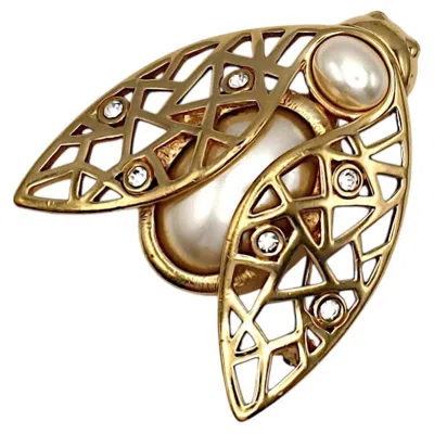 Pre-owned Dior Christian  Vintage Iconic Gold-tone Bee Brooch With Faux Pearls & Crystals In Multi