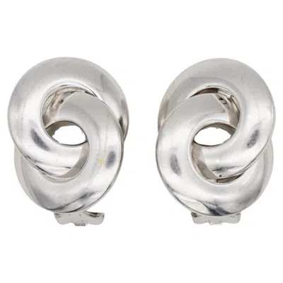 Pre-owned Dior Christian  Vintage Iconic Large Silver Glow Circle Hoop Interlocked Earrings In Multiple