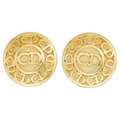 Pre-owned Dior Christian  Vintage Iconic Monogram Logo Cd Circle Round Coin Clip Earrings In Multi