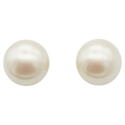 Pre-owned Dior Christian  Vintage Iconic Round Circle Large White Pearl Gold Clip Earrings