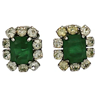 Pre-owned Dior Christian  Vintage Jewelled Clip-on Earrings, 1970 In Multi