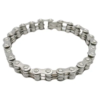 Pre-owned Dior Christian  Vintage Jewelled Silver Tone Bike Chain Choker Necklace In Multi
