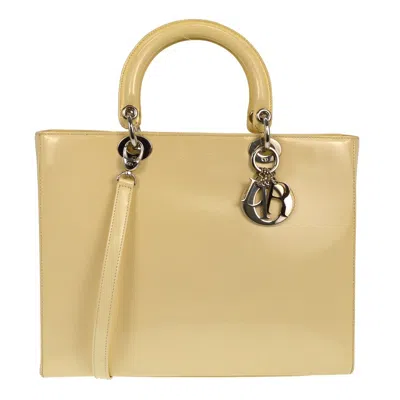 Pre-owned Dior Christian  Vintage Lady  Bag Patent Beige Patent_leather Handbag () In Sand
