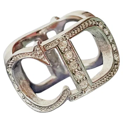Pre-owned Dior Christian  Vintage Large Iconic Cd Crystals Cocktail Statement Ring 6 In Multiple