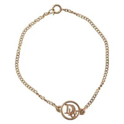 Pre-owned Dior Christian  Vintage Logo Metal Gold Metal Bracelet Jewelry ()
