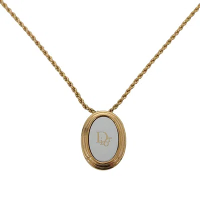 Pre-owned Dior Christian  Vintage Logo Round Pendant Necklace Metal Gold Metal Jewelry ()