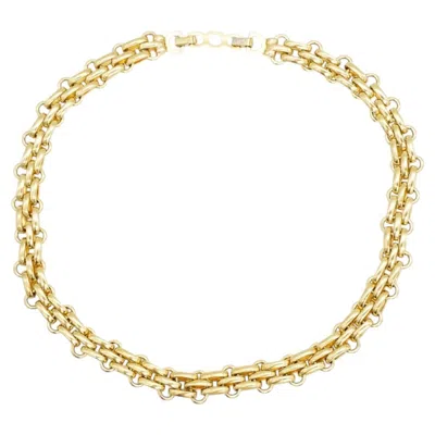 Pre-owned Dior Christian  Vintage Rare Gold Classic Interlocked Glow Link Choker Necklace In Multi