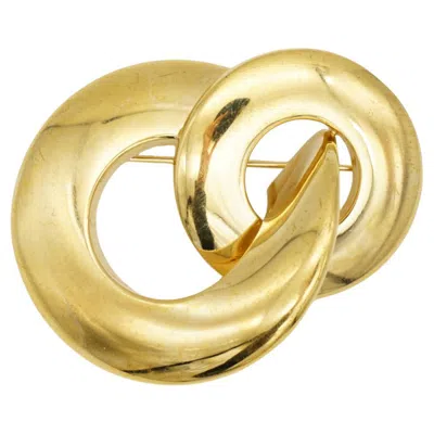 Pre-owned Dior Christian  Vintage Rare Gold Large Glow Hoop Circle Twist Interlocked Brooch In Multiple