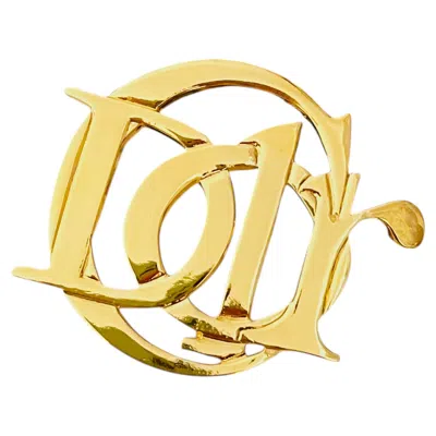 Pre-owned Dior Christian  Vintage Rare Gold Large Monogram Logo Letters Interlocked Brooch In Multiple