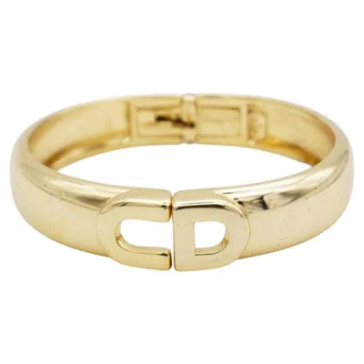 Pre-owned Dior Christian  Vintage Rare Gold Statement Clamper Cuff Bangle Bracelet In Multiple