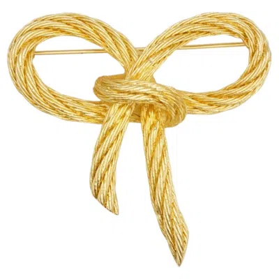 Pre-owned Dior Christian  Vintage Rare Large Gold Bow Ribbon Butterfly Rope Chunky Brooch In Multiple