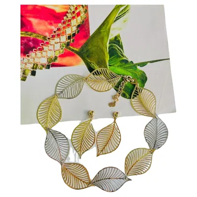 Pre-owned Dior Christian  Vintage Rare Large Silver Leaf Openwork Linked Exquisite Set In Multiple