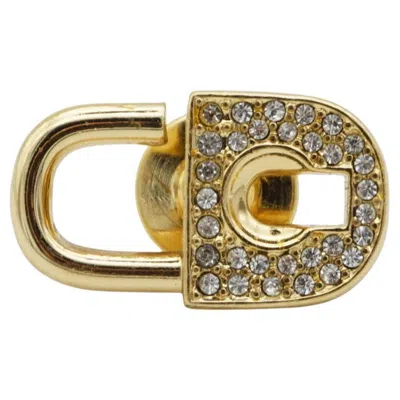Pre-owned Dior Christian  Vintage Rare Padlock Key Gold Crystals Logo Cd Retro Pin Brooch In Multi