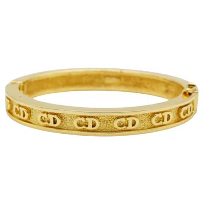 Pre-owned Dior Christian  Vintage Rare Unisex Gold Iconic Statement Cuff Bangle Bracelet In Multi