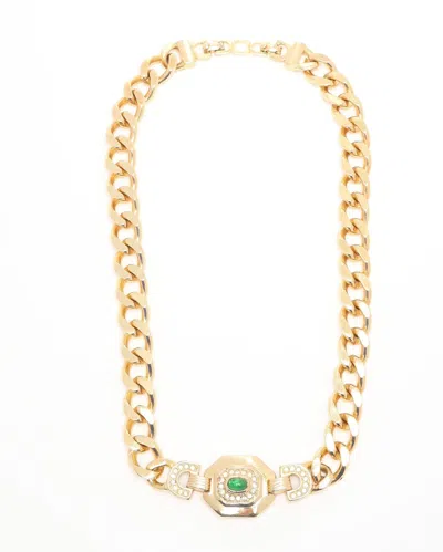 Dior Christian  Vintage Rhinestone Necklace In Gold