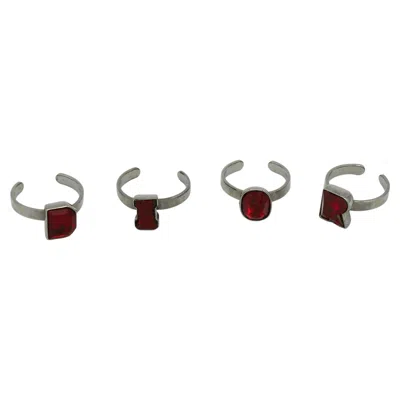 Pre-owned Dior Christian  Vintage Ruby Red  Letter Ring Set Boxed