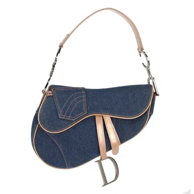 Pre-owned Dior Christian  Vintage Saddle Bag Denim Blue Denim_jeans Handbag ()