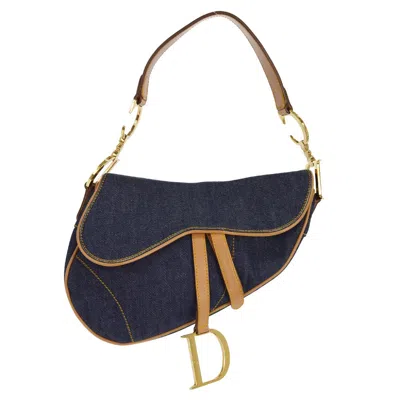 Pre-owned Dior Christian  Vintage Saddle Bag Denim Navy Denim_jeans Handbag () In Blue