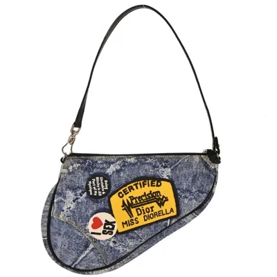 Pre-owned Dior Christian  Vintage Saddle Bag Printed Denim Blue Denim_jeans Handbag ()
