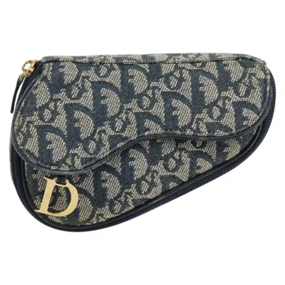 Pre-owned Dior Christian  Vintage Saddle Coin Purse Issimo Canvas Blue Canvas Clutche & Pouche Bag (pre-own