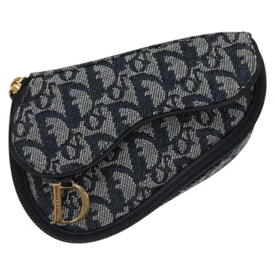Pre-owned Dior Christian  Vintage Saddle Coin Purse Issimo Canvas Navy Canvas Bag ()
