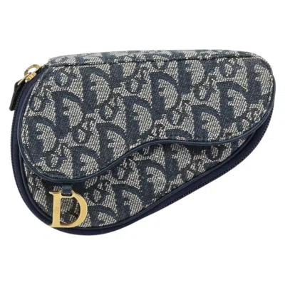 Pre-owned Dior Christian  Vintage Saddle Coin Purse Issimo Canvas Navy Canvas Clutche & Pouche Bag (pre-own In Blue