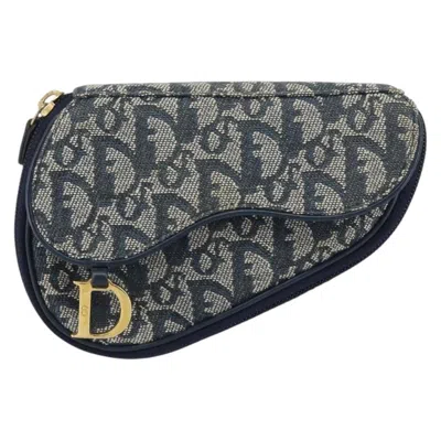 Pre-owned Dior Christian  Vintage Saddle Coin Purse Issimo Canvas Navy Canvas Clutche & Pouche Bag (pre-own In Blue